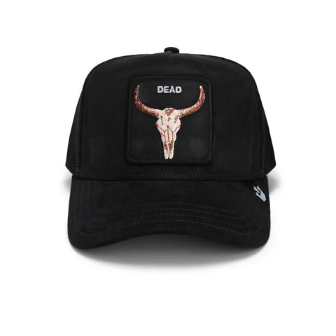 Goorin Bros Dead Skull Adjustable Suede Trucker Snapback Hat - Black