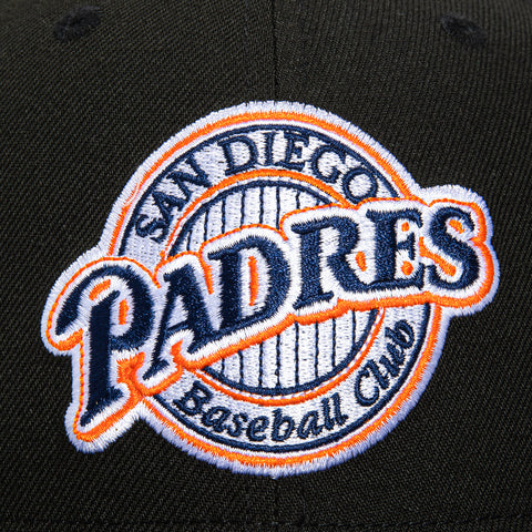 New Era 59Fifty Black Dome San Diego Padres 25th Anniversary Patch Trucker Logo Hat - Black