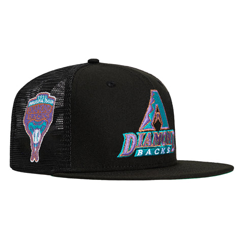 New Era 59Fifty Black Dome Arizona Diamondbacks Inaugural Patch Trucker Hat - Black