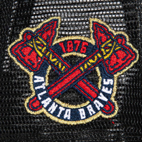 New Era 59Fifty Black Dome Atlanta Braves 1876 Patch Trucker Hat - Black