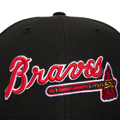 New Era 59Fifty Black Dome Atlanta Braves 1876 Patch Trucker Hat - Black