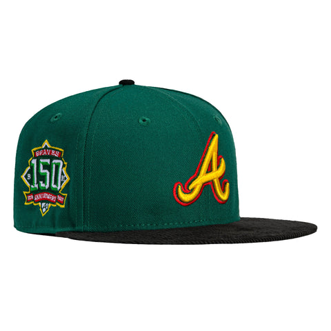 New Era 59Fifty Cord Atlanta Braves 150th Anniversary Patch A Hat - Green, Black, Gold