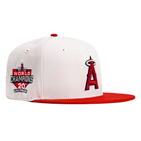 New Era 59Fifty Stone Dome Los Angeles Angels 20th Anniversary Champions Patch Hat - Stone, Red