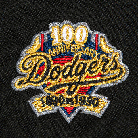 New Era 59Fifty Los Angeles Dodgers 100th Anniversary Patch Hat - Black, Metallic Gold