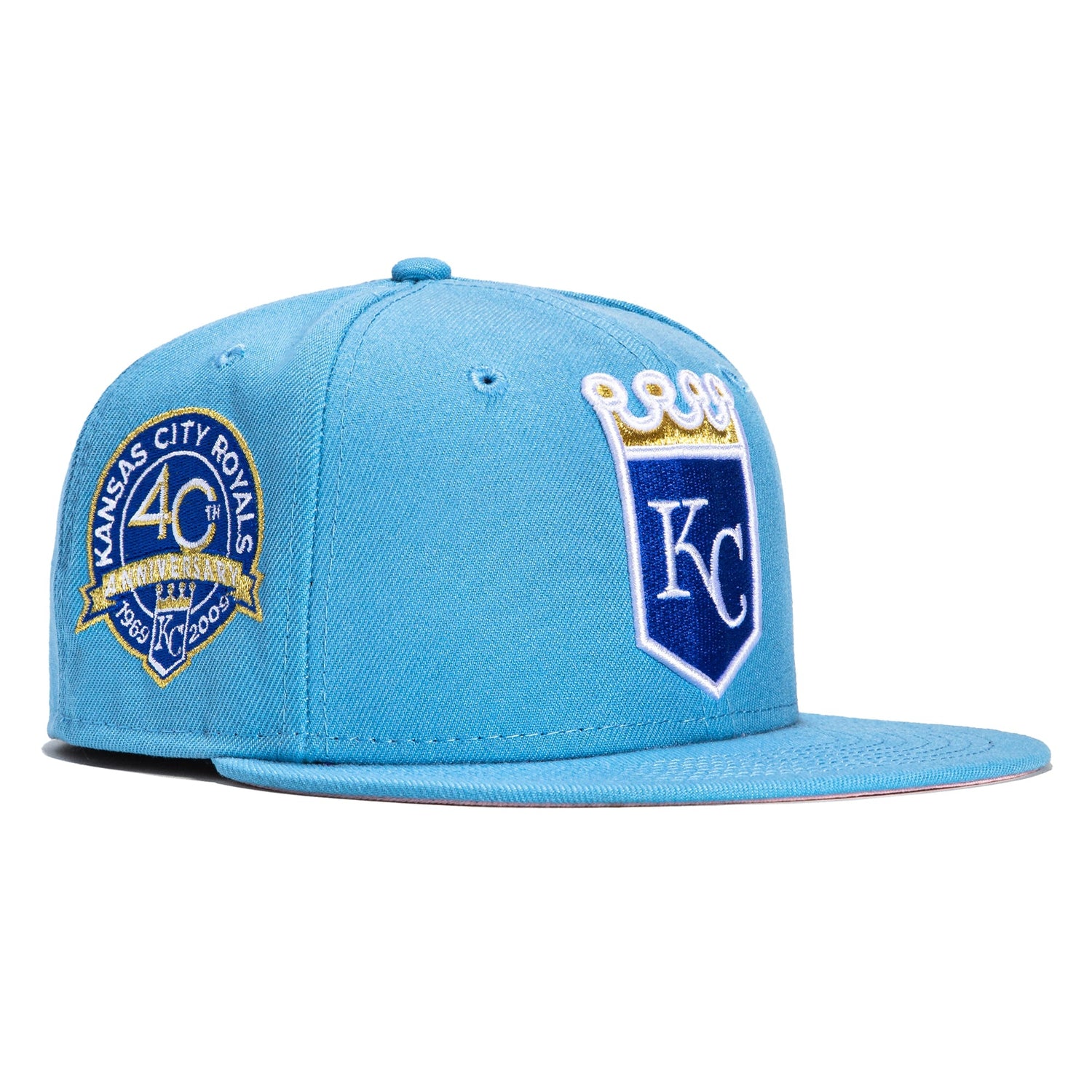 New Era 59FIFTY Silky Pink UV Kansas City Royals 40th Anniversary Patch Hat - Light Blue Light Blue / 7 3/4