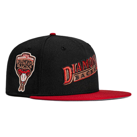 New Era 59Fifty Arizona Diamondbacks Inaugural Patch Word Hat - Black, Sedona Red