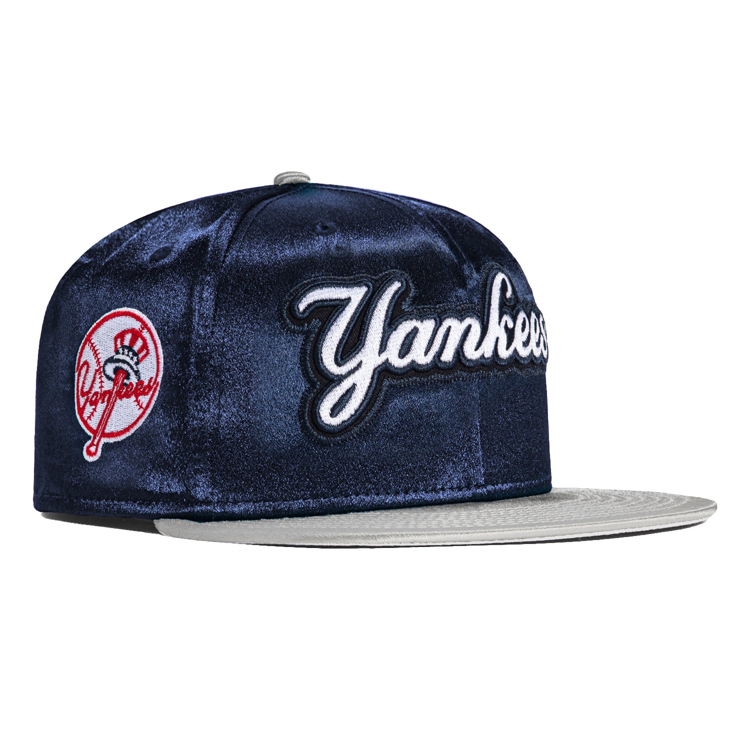 New Era 59FIFTY Satin New York Yankees Logo Patch Hat - Navy, Grey Navy/Grey / 7 1/4