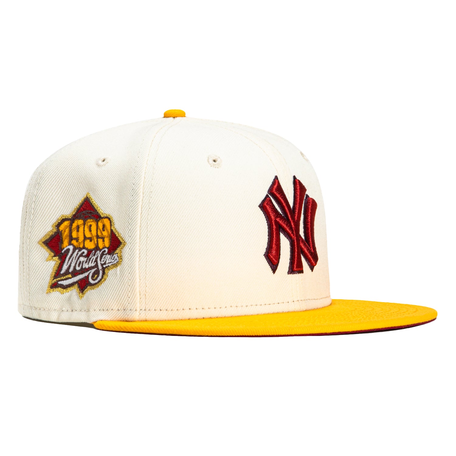 New Era 59FIFTY Peaches and Cream New York Yankees 1999 World Series Patch Hat - White, Gold White/Gold / 7 1/8