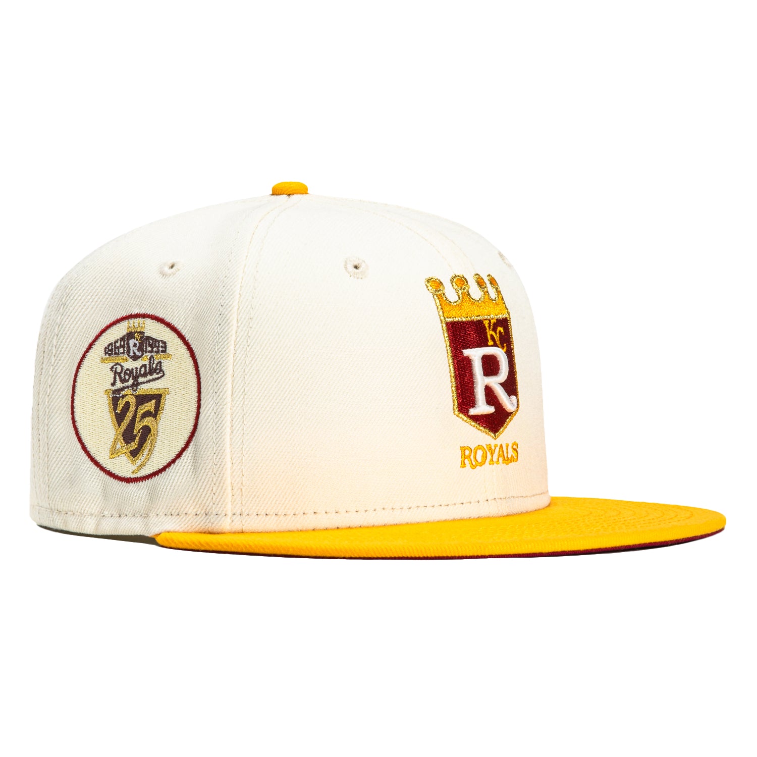 New Era 59FIFTY Peaches and Cream Kansas City Royals 25th Anniversary Patch Hat - White, Gold White/Gold / 7 7/8