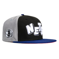 New Era 59Fifty 2023 City Brooklyn Nets Logo Patch Pinwheel Hat - Black, Royal, Grey, Red, Teal