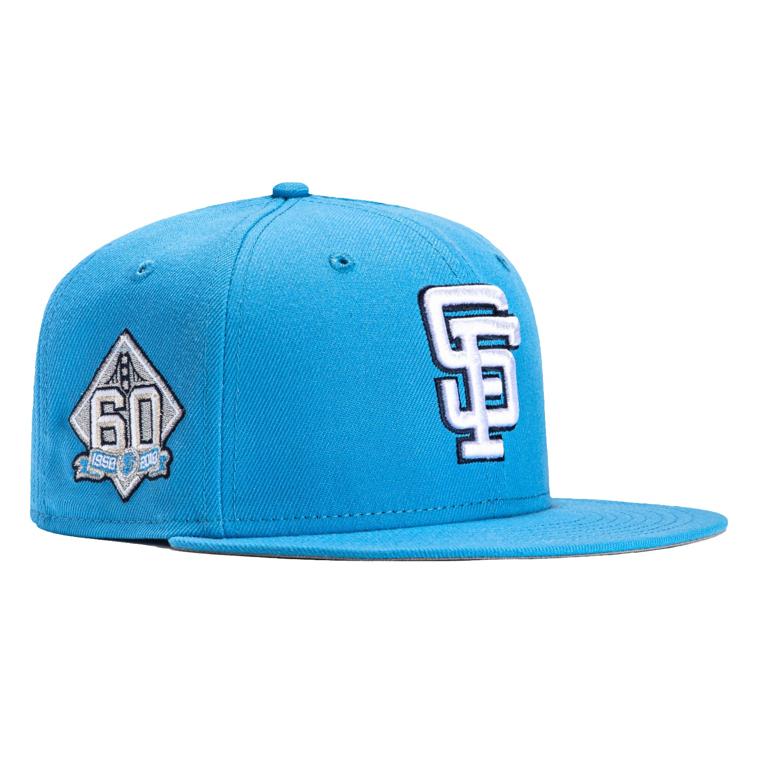 Throwback Los Angeles Lakers Sky Blue/White Fitted Cap - 7 1/8