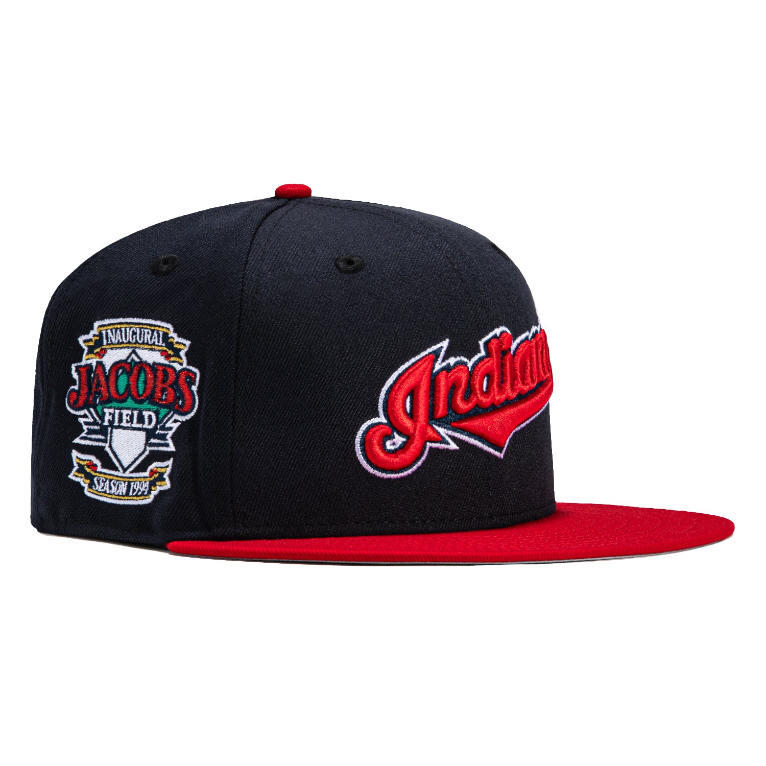 Cleveland Indians New Era Jacobs Field 10th Anniversary Patch 59FIFTY Fitted  Hat - Gray/Navy