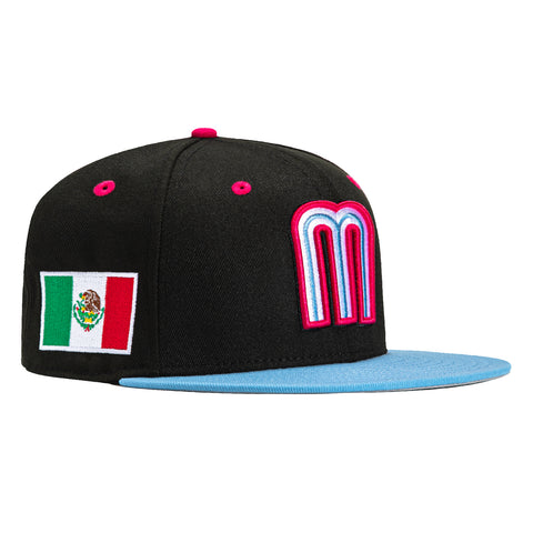 New Era 59Fifty Mexico World Baseball Classic Hat - Black, Light Blue, Magenta