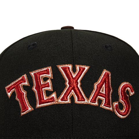 New Era 59Fifty Texas Rangers Final Season Patch Word Hat - Black, Brown, Red