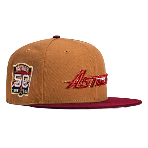 New Era 59Fifty Houston Astros 50th Anniversary Patch Logo Hat - Khaki, Brick