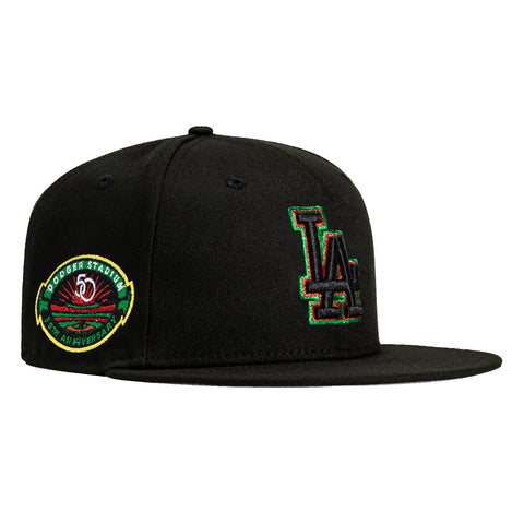 New Era 59Fifty Los Angeles Dodgers 50th Anniversary Stadium Patch Hat - Black, Black, Red, Green
