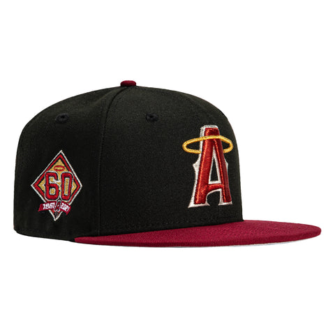 New Era 59Fifty Los Angeles Angels 60th Anniversary Patch Hat - Black, Cardinal