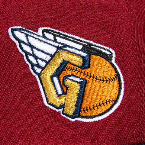 New Era 59Fifty Cleveland Guardians Alternate Logo Patch Word Hat - Cardinal, Navy, Metallic Gold