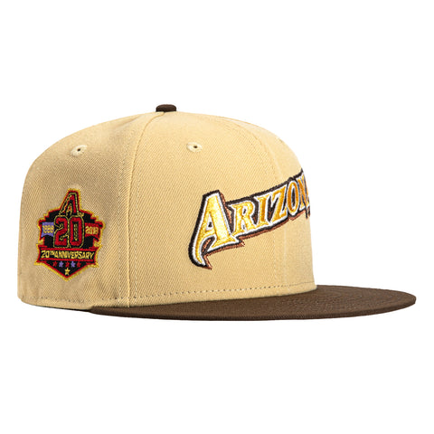 New Era 59Fifty Gold Rush Arizona Diamondbacks 20th Anniversary Patch Word Hat - Tan, Brown, Metallic Gold