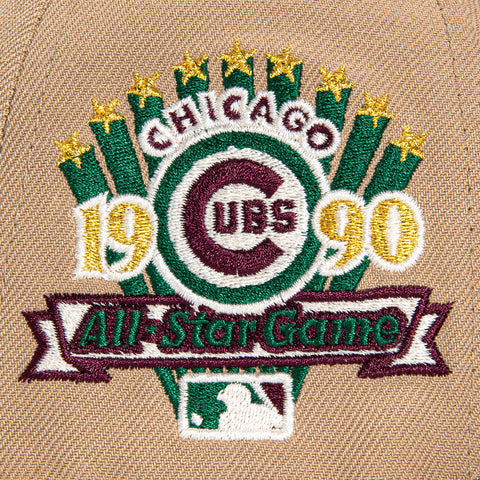 New Era 59Fifty Chicago Cubs 1990 All Star Game Patch Hat - Khaki, Maroon