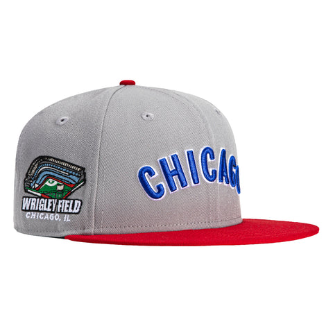 New Era 59Fifty Chicago Cubs Wrigley Field Patch Word Hat - Grey, Red