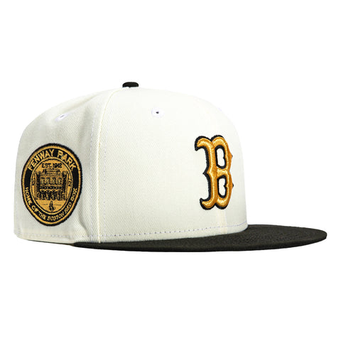 New Era 59Fifty Whiskey Boston Red Sox Fenway Park Patch Hat - White, Black, Metallic Gold