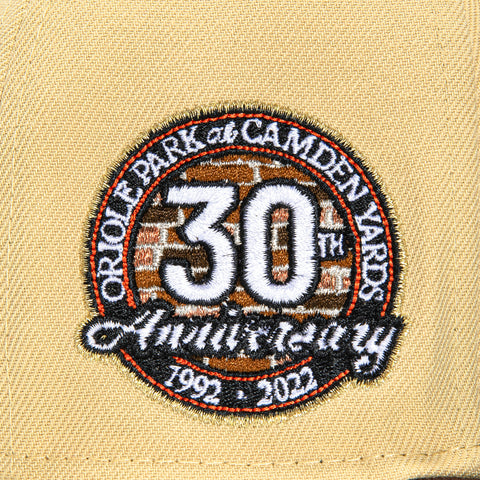 New Era 59Fifty Baltimore Orioles 30th Anniversary Stadium Patch Alternate Hat - Tan, Brown, Metallic Gold
