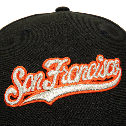 New Era 59Fifty San Francisco Giants Jackie Robinson 50th Anniversary Patch Script Hat - Black, Metallic Silver