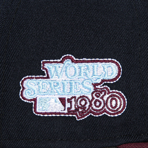 New Era 59Fifty Philadelphia Phillies 1980 World Series Patch Hat - Navy, Maroon, Light Blue