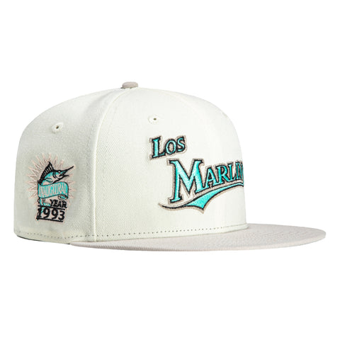 New Era 59Fifty Miami Marlins Inaugural Patch Los Marlins Hat - White, Stone, Mint