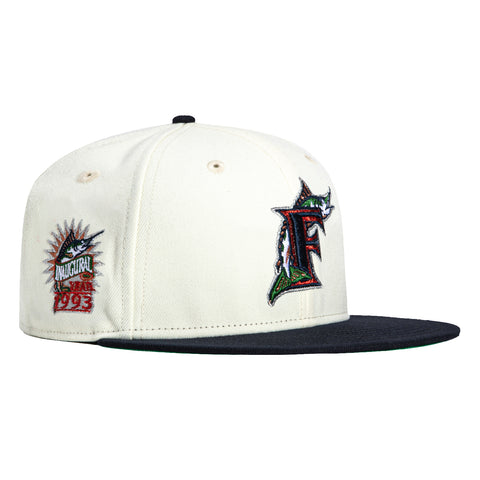 New Era 59Fifty Miami Marlins Inaugural Patch Hat - White, Navy, Metallic Copper, Green