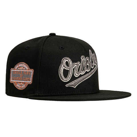 New Era 59Fifty Baltimore Orioles 20th Anniversary Stadium Patch Script Hat - Black, Metallic Silver