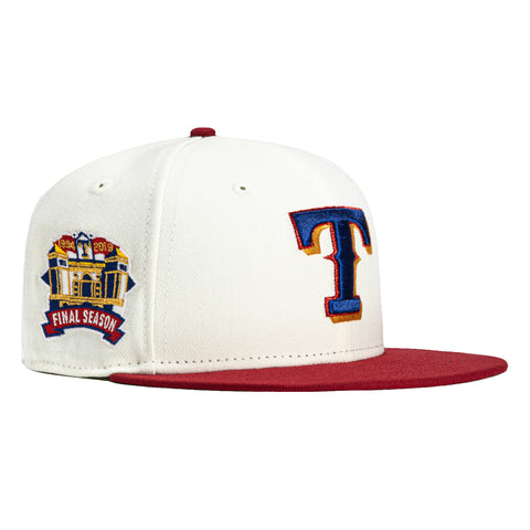 New Era 59Fifty Mahal Texas Rangers Final Season Patch Hat - White, Cardinal