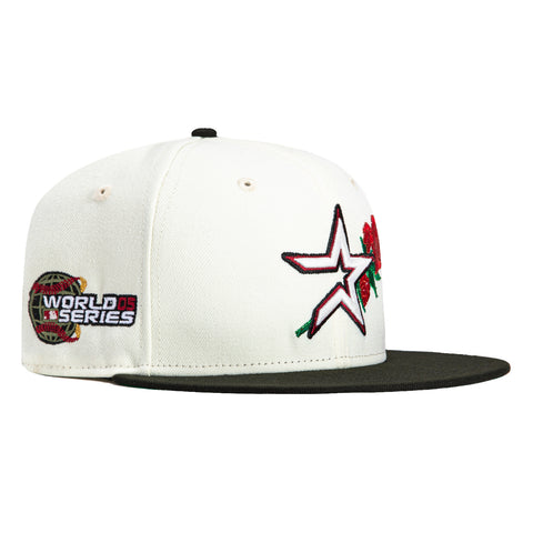 New Era 59Fifty Houston Astros 2005 World Series Patch Rose Hat - White, Black
