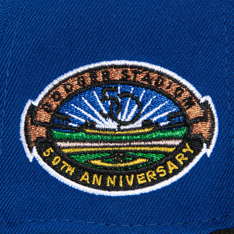 New Era 59Fifty Los Angeles Dodgers 50th Anniversary Stadium Patch Script Hat - Royal, Black, Metallic Silver