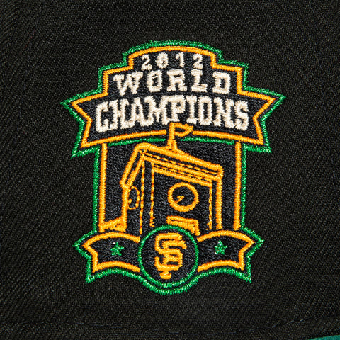 New Era 59Fifty San Francisco Giants 2012 World Series Champions Patch Script Hat - Black, Green, Light Orange