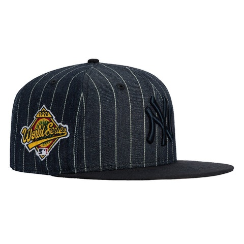 New Era 59Fifty Denim Pinstripe New York Yankees 1996 World Series Patch Hat - Navy