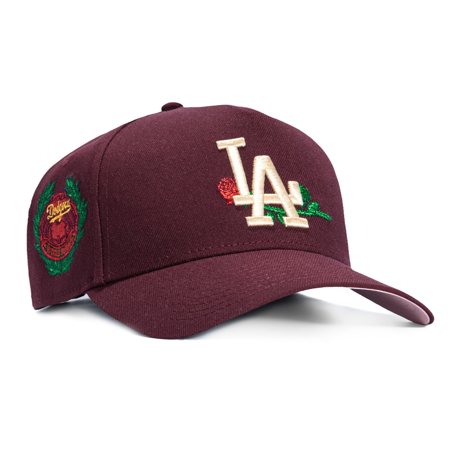 New Era LA Embroidered Logo Baseball Cap - Maroon with Black Logo NEW ERA EXCLUSIVE 59FIFTY BLACK/BURGUNDY LOS ANGELES DODGERS  main image 2
