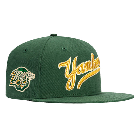 New Era 59Fifty New York Yankees 1998 World Series Patch Script Hat - Green, Metallic Gold
