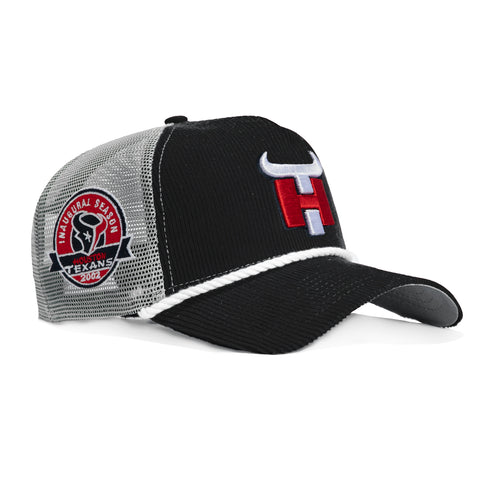 New Era 9Forty A-Frame Houston Texans Inaugural Season Patch Rope Trucker Snapback Hat - Navy