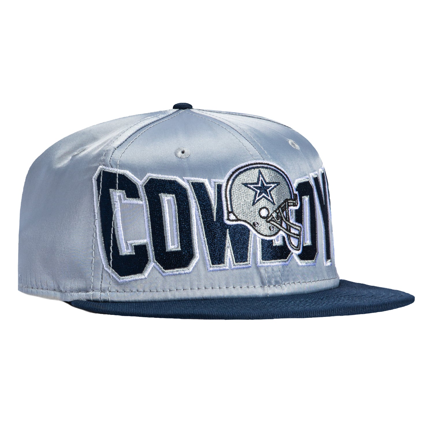 New Era 59Fifty Satin Dallas Cowboys Helmet Logo Patch Hat - Grey