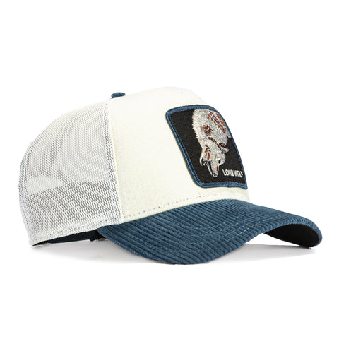Goorin Bros Flow Lone Wolf Adjustable Trucker Snapback Hat - White, Navy