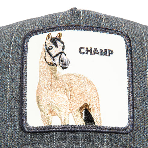 Goorin Bros Suited Champ Adjustable Trucker Snapback Hat - Graphite Pinstripe, Navy