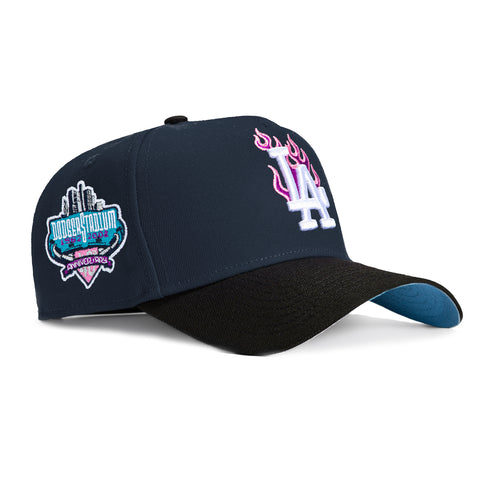New Era 9Forty A-Frame Los Angeles Dodgers 40th Anniversary Patch Flame Snapback Hat - Navy, Black