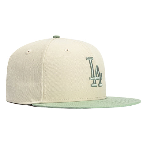 New Era 59Fifty Los Angeles Dodgers Hat - Stone, Everest Green