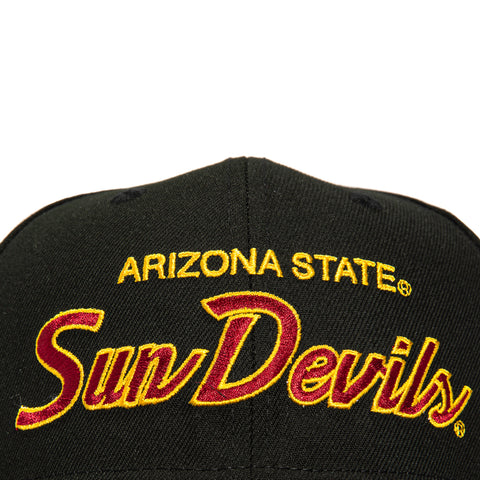 New Era 9Seventy Arizona State Sun Devils Sparky Logo Patch Script Stretch-Snapback Hat - Black, Maroon