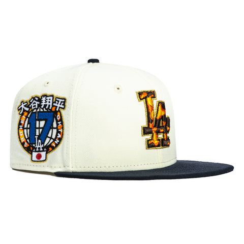 New Era 59Fifty Tortoise Shell Los Angeles Dodgers Shohei Ohtani 17 Patch Hat - White, Navy