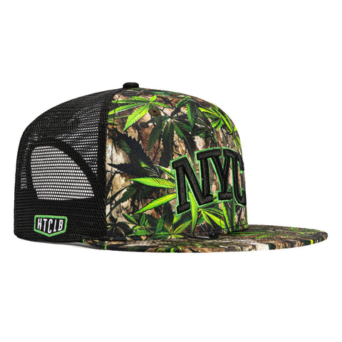 Field Grade New York City NYC Hat Club Logo Patch Trucker Snapback Hat - Realtree
