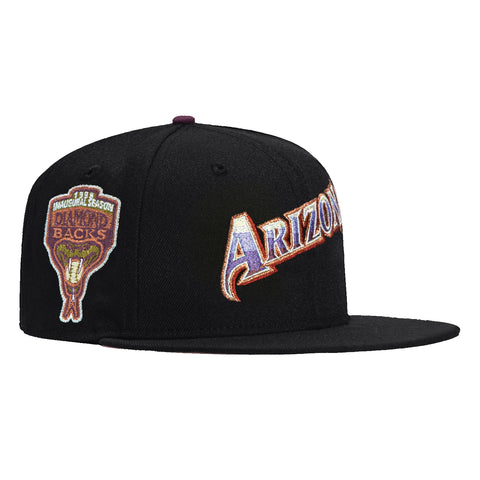 New Era 59Fifty Arizona Diamondbacks Inaugural Patch Script Hat - Black, Purple, Maroon