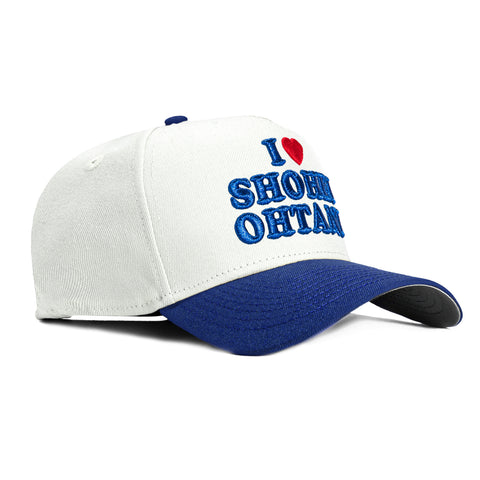 New Era 9Forty A-Frame Los Angeles Dodgers I Heart Shohei Ohtani Snapback Hat - White, Royal